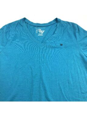 Just My Size Womens Blue V-Neck Short Sleeve T-Shirt 2X 18W/20W